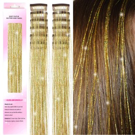 6PCS Clip en Ha Tinsel Set 23.6 pulgadas Fay Peluca Pieza Accesorios Ha brillantes Extensiones Ha Glitter r Mujeres Gls Niños Festival Fiesta Uso