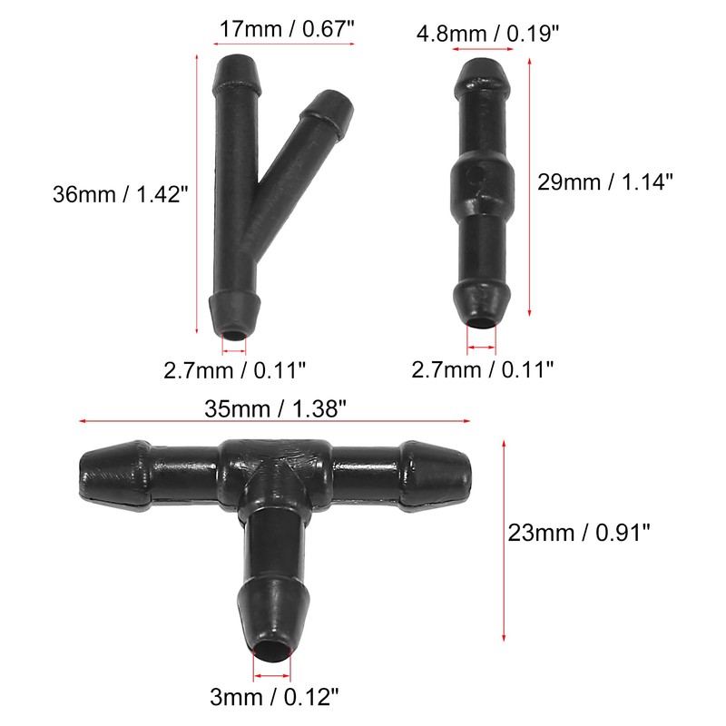 X AUTOHAUX Windshield Washer Hose Connector Tube Pipe Fitting Splitter