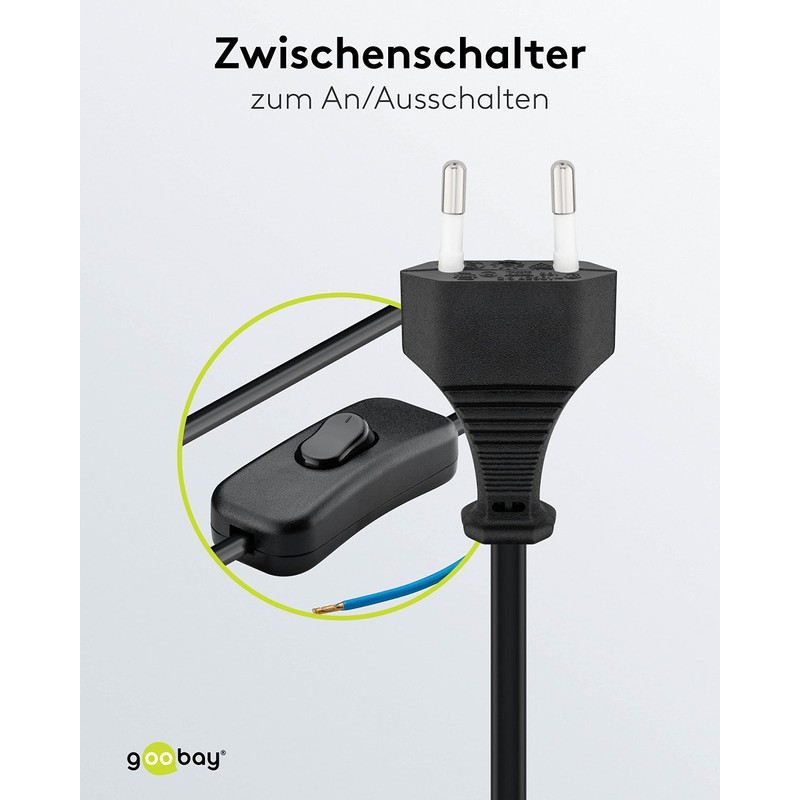 Goobay Euro Kabel mit Schalter 1,5 m Schwarz