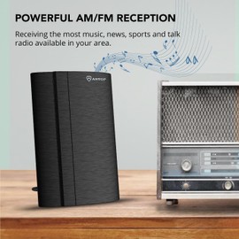 FM Antenna, Low Noise Amplified Digital AM/FM Indoor Radio Antenna, Suitable for Home Stereo Receivers, 50 Miles