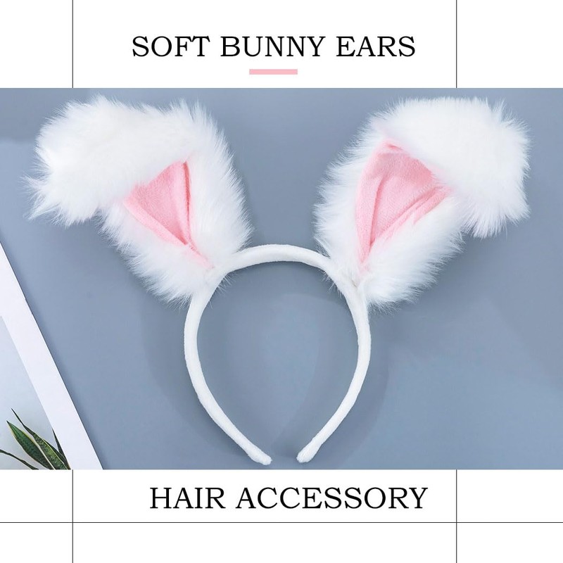 Pink Bunny Ears Furry Rabbit Ears Cute Fluffy Easter Bunny