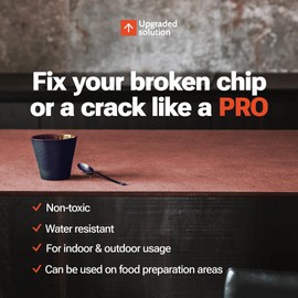 UBA Tuba & Black Stone Repair Kit - Red, Black & Clear Color - Ideal for Granite, Quartz, Ceramic, Tile & Porcelain Repair