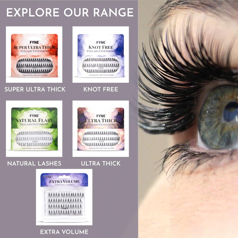 FYNE Super Ultra Thick Individual Eyelashes - 60 Short Invidivdual