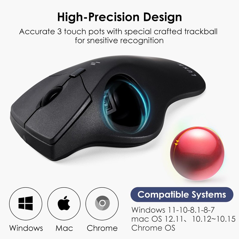 SANWA Wired Ergonomic Trackball Mouse, Optical Rollerball Mice, Programmable Silent