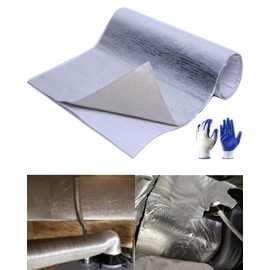 Self Adhesive Heat Shield Material - 12" X 24" Aluminum Backed Aluminized Thermal Barrier Fiberglass Insulation Reflective Material High Temp Protection for Fireplace Heat Sheet Wall Behind Grill