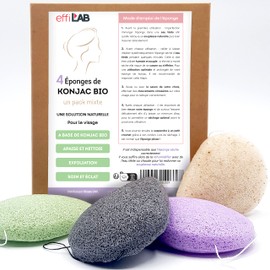 Konjac Organic Exfoliating Sponge by Breaking Nut Shells for the Body | Set of 2 Body Sponges | Natural Cleansing Vegetable Sponge