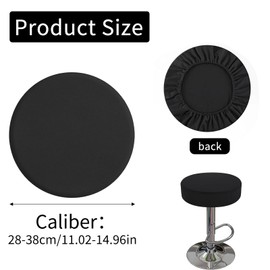 YALiya Set of 4 Round Stool Covers, Round Swivel Chair Covers, Round Bar Stool Cover, Washable, Easy Care, Soft and Durable Material, Suitable for Bar Stools and Chairs 28-38 cm (Black)