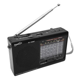Supersonic Bluetooth AM/FM/SW 9 Band Radio W/ Flashlight USB/TF MP3 Player Portable Speaker