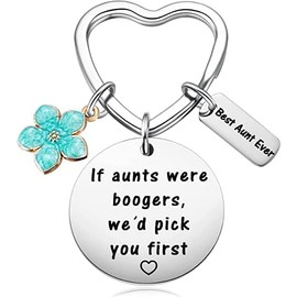 Keychain Aunt Birthday Present from Niece Nephew Funny Aunts were Boogers -Best Aunt Ever, If aunts were boogers,we'd pick you first,Large