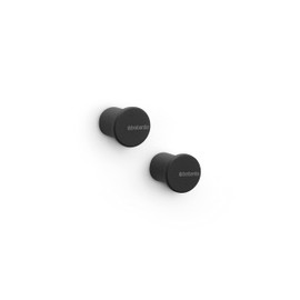 Brabantia - Mindset Towel Hooks - Ideal for Bathroom, Toilet or Kitchen - Holds Up to 2 kg - Corrosion Resistant - Fixing Materials Included - Set of 2 - Infinite Grey - 2.1 x 2.3 x 2.1 cm