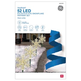 GE StayBright 52 LED 9-in Snowflake Pathway Set 4-Piece 5FT Length
