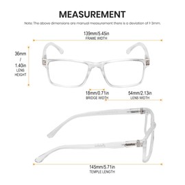 Calabria L2007 Full Rim Reading Glasses [Crystal Clear/0.75 Lenses] Rectangular Eyeglasses for Men & Women | Trendy Modern Eyewear for Fashion, Reading, Travel | Vision Reading Glasses