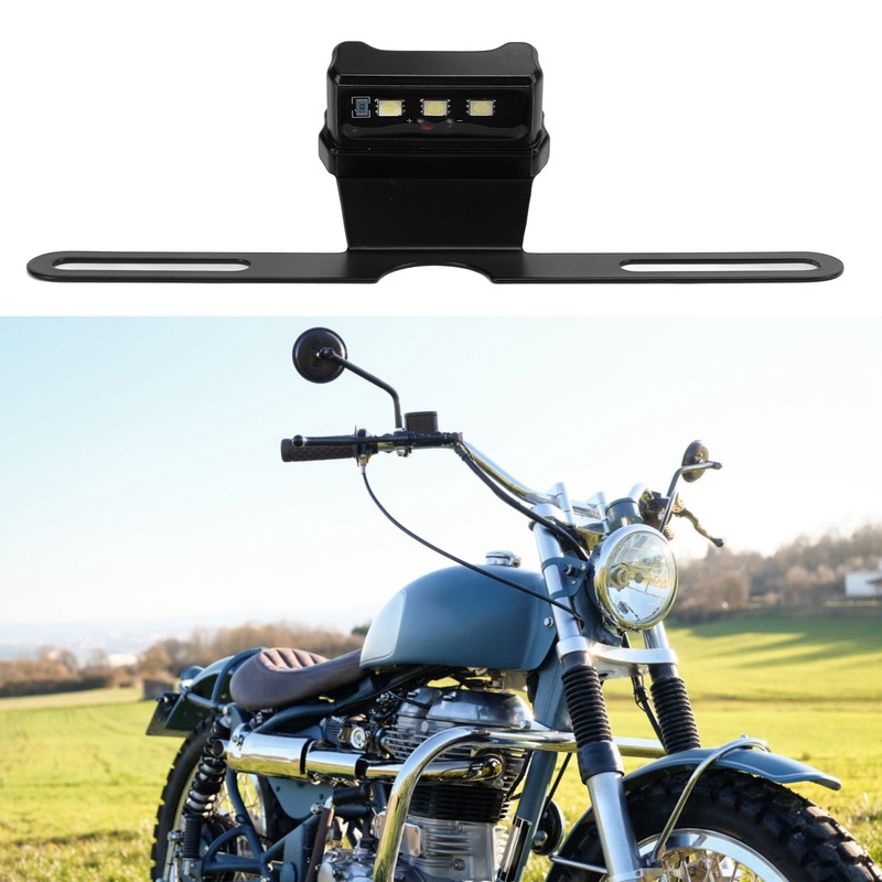 Motorcycle License Plate Lamp Blue LED with Bracket Univeral for