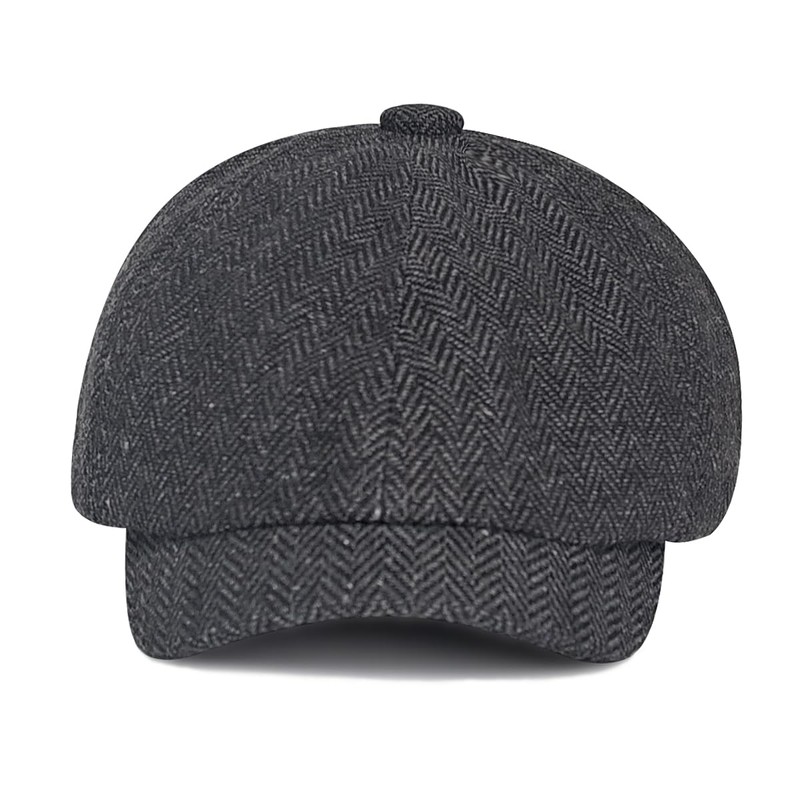 HIQIU Beret Cap Men's Flat Cap Gatsby Newsboy Cap, Herringbone