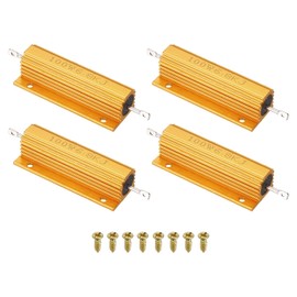 PATIKIL 100W 6.8K Ohm Aluminum Shell Resistors with Screws Set of 4 Aluminum Housing Resistors in Case Winding Resistors Screw Taps Power Resistors Gold