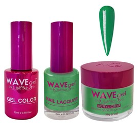 WAVEGEL Soak-Off Gel, Nail Lacquer & Acrylic/Dip Powder Matching Set - Princess Collection - #55 Green Apple