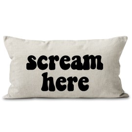 Mancheng-zi Scream Pillow, Scream 12x20 Pillow Cover,Scream Decor,Fun Throw Pillows,Scream Room Decor,Scream Stuff(White)