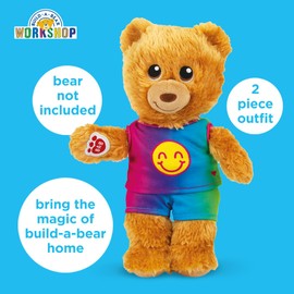 Casdon Build-A-Bear Workshop Rainbow Smiley Clothes Pack | 4 Mix-and-Match Outfits for Furry Friends | Includes Pyjamas, Cute Hoodies & Summer Styles | Dress-Up Toy Clothes for Kids Aged 3+