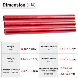 Azarxis Tubos de Reparación de Poste de Carpa Aluminio para Polos del Diámetro de 7,9-8,5mm para Senderismo Acampar (Rojo - 10 Pcs)