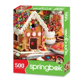 Springbok's Gingerbread House 500 Piece Jigsaw Puzzle Showcases a Tasty Holiday Treat Decked Out in All Your Favorite Candies