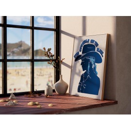 Even Cowgirls Get the Blues - Silhouette Wall Art – Western Themed Blue Design for Rustic Decor – UNFRAMED (Blue, 8 x 10 Inches)