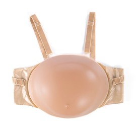 Liifun Silicone Fake Pregnant Belly Fake Baby Bump Adult Stuffer False Belly for Film Prop Cosplay Costumes (M (3-4months, 3.3lb)) Nude