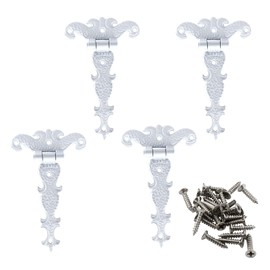 Aracombie 4pcs T Strap Hinges, Decorative Tee Hinge, White Barn Door Hinges, Zinc Alloy T Hinge for Wood Fence Swing Gate Windows, 4.4" x 2.7"