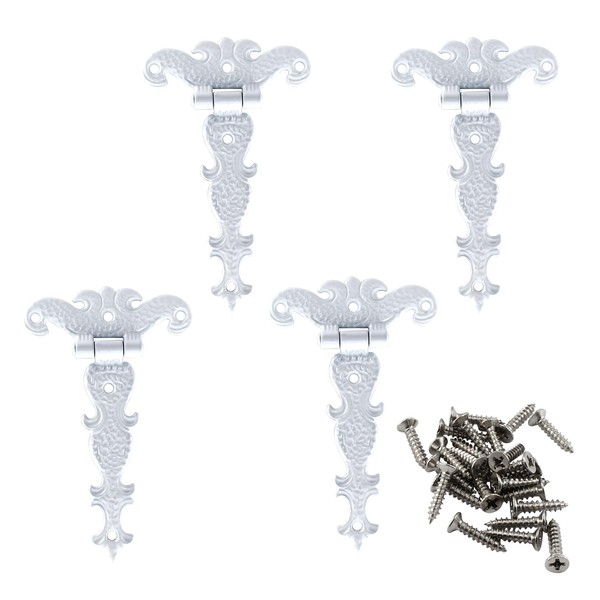 Aracombie 4pcs T Strap Hinges, Decorative Tee Hinge, White Barn