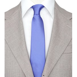 ZENXUS Skinny Ties for Men, Solid Color 2.5 inch Slim Neckties 1 or 5 Pack Plain Tie, 41 Periwinkle, Slim