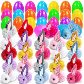 QLINLEAF 24 Pack Easter Egg Fillers with Bunny Inside Easter Gifts Plastic Eggs Prefilled with Cute Bunny Party Supplies
