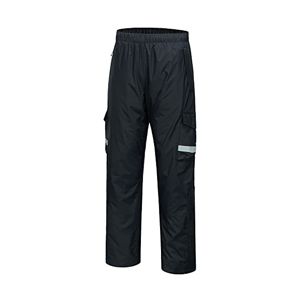 BASSDASH Complete Men’s Breathable Waterproof Rain Pant Lightweight Over Pant with 1/2 Zip Legs for Fishing Kayaking Hiking Black