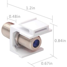 VCE Coax Keystone Jack Insert 3GHz Coaxial Cable Connector, F-Type RG6 Cable Extender Female to Female for Wall Plate and Patch Panel, Nickel-Plated, 20-Pack