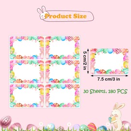 Wonmon 180 PCS Easter Name Tags Stickers, Easter Name Stickers Gift Tags Stickers Name Label for Easter Day Spring Present Gift Wrapping School Clothes Organizing Jar Decoration, 3x2 Inch