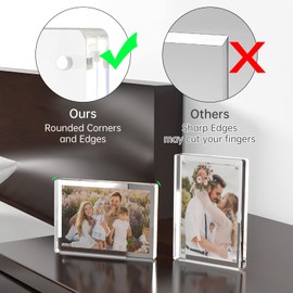 Tomorotec 4-Pack [5 x 7 inch] High Transparency Magnetic Picture Frames Frameless, Acrylic Photo Frame Double Sided Free Standing Desktop Display Stand(4 Pack)