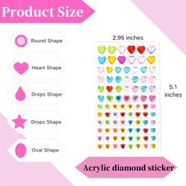 Cayton Gem Stickers, 2800 PCS Self-Adhesive Rhinestone Stickers Sparkling Gemstones Self-Adhesive Colored for DIY Scrapbook Craft Supplies for Kids (Color 2)
