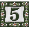 Green Floral Ceramic House Numbers & Letters Tile Size 7.5cm