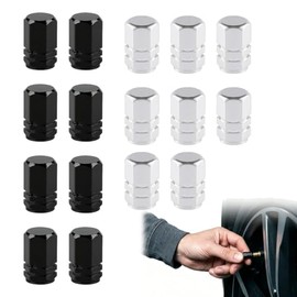 KEUF 16 Piezas Tapones para Llantas de Carro Universales | Cubre Válvulas de Aluminio Anticorrosión Ideal para Automóvil, Camioneta, Motocicleta y Bic