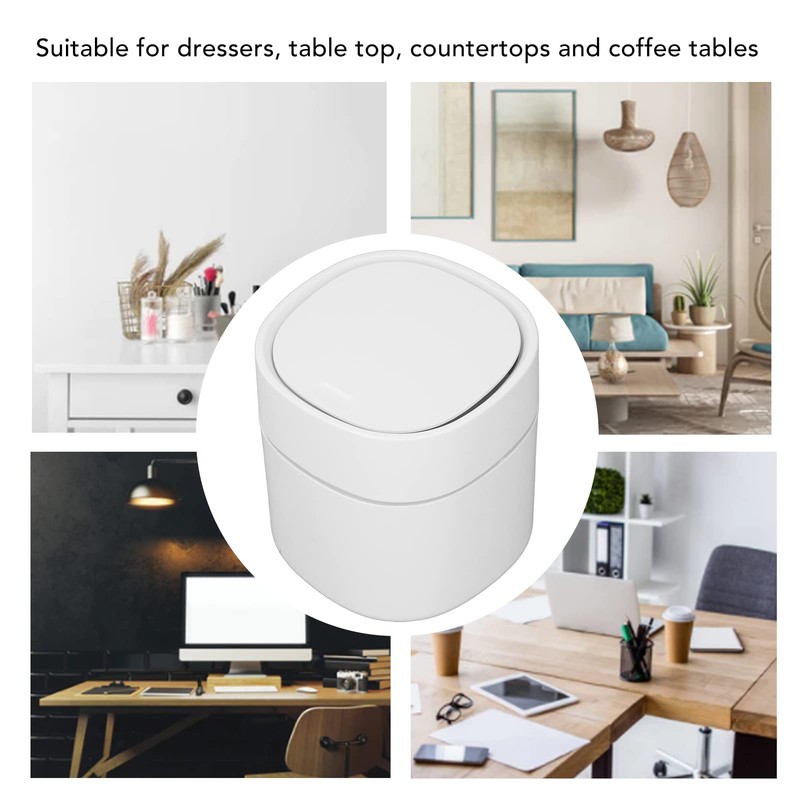 Mini Rubbish Bin, Small Table Waste Bin, 2 L Round