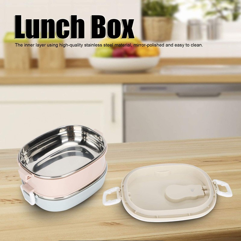 01 Portable Stainless Steel Insulated Thermal Lunch Box, 2 Layer,