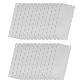QUARKZMAN Pack of 25 80 x 30 mm Stainless Steel Blank Labels Rectangle Engraving Blanks Card with 4 Holes for Machines Name Plate DIY Label Pendant (Silver Tone)