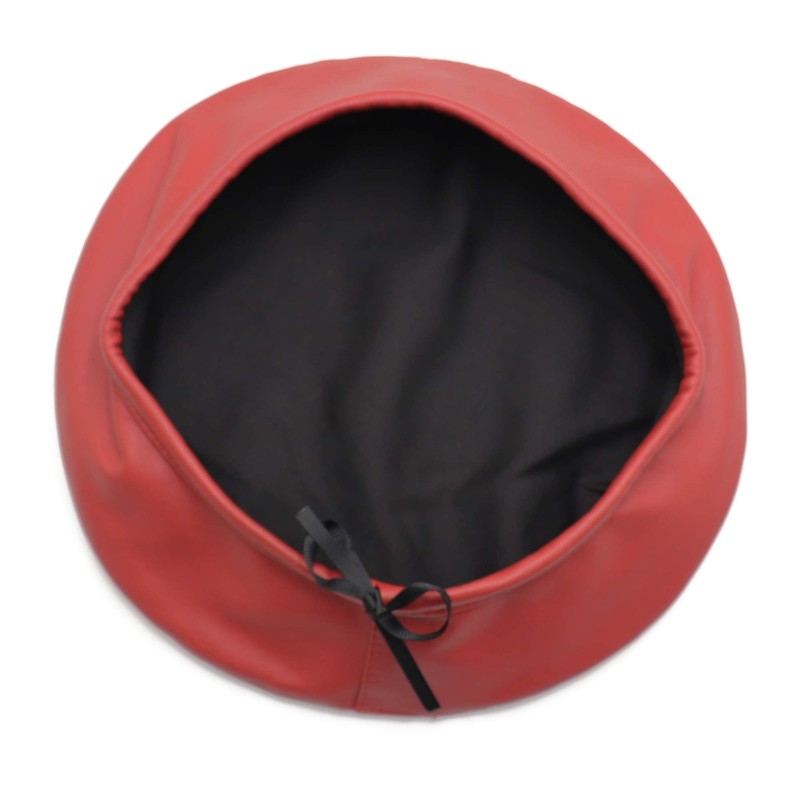Umeepar Womens Classic Pu Leather French Beret Hat(Red)