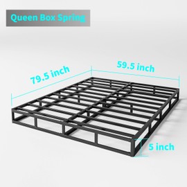 HUEIIS Queen Box Spring 5 Inch Low Profile Heavy Duty Metal Frame Mattress Foundation for Queen Size Bed, Quiet Noise-Free,Easy Assembly, 3000lbs Capacity