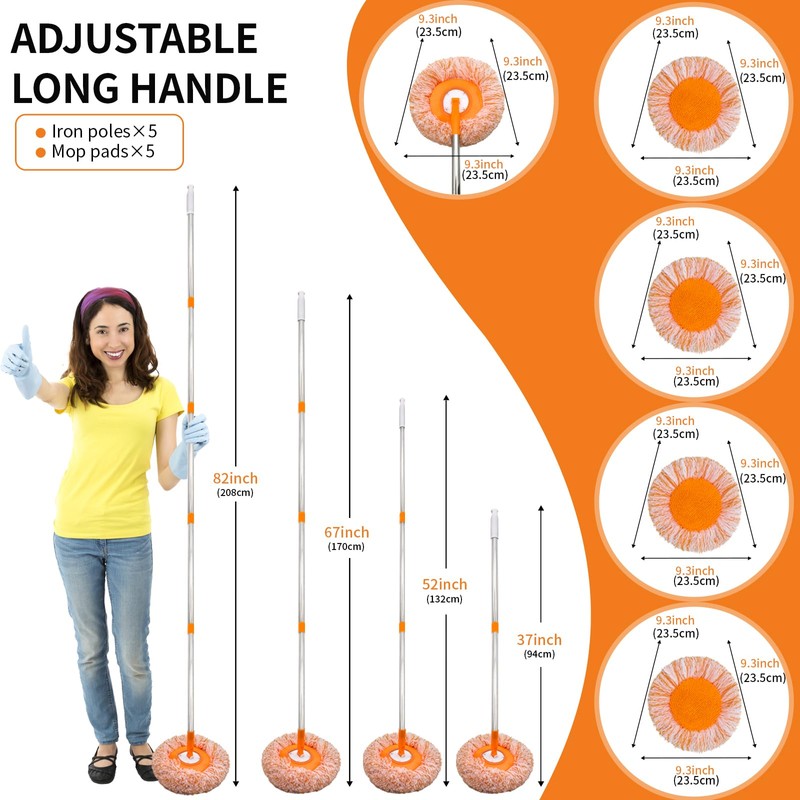 360 Rotatable Adjustable Cleaning Mop with 5 Mop Head, 78