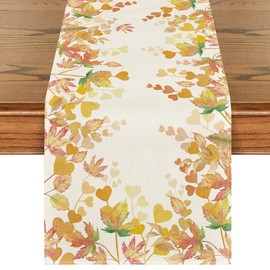 Artoid Mode Maple Leaves Floral Fall Table Runner, Orange Seasonal Autumn Kitchen Dining Table Decoration for Home Party Decor 13x36 Inch
