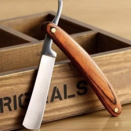 나무손잡이면도기 스트레이트 엣지 스테인레스 스틸 이발사 면도기 Wood Handle Straight Edge Barber Razor Stainless Steel