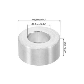 PATIKIL M6 Aluminum Spacers, 6 Pcs Metal Spacers Aluminum 6.2mm ID x 12mm OD x 6mm l Aluminum Spacer Screw Standoff Round for 1/4 or M6 Screw Bolts