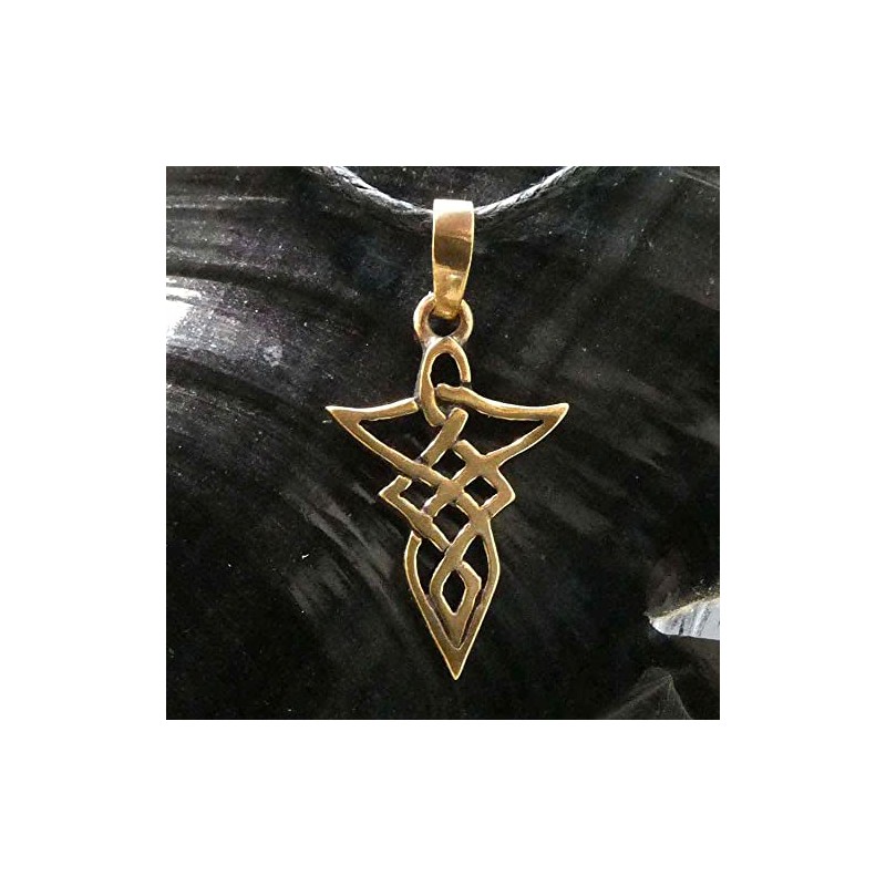 Celtic Triangle Bronze Pendant Necklace Jewellery, incl black cotton sting,