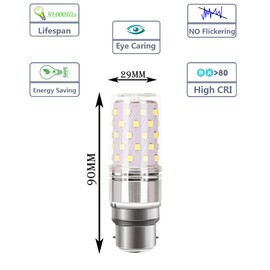 YBTOP B22 LED Bayonet Cap Large Screw Bulb, 12W (Equivalent to 100W), 1200lm 6000K Daylight White B22 with Bayonet Base (Not-Dimmable) Energy Saving Bulb,2-Pack