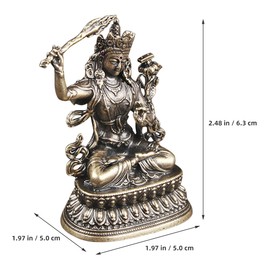 Ciieeo Manjushri Bodhisattva Ornaments Yoga Figure Zen Buddha Statue Lucky Statue Shakyamuni Buddha Statue Buddha Figurines Mini Decorations Accessories Decorate Sculpture Brass