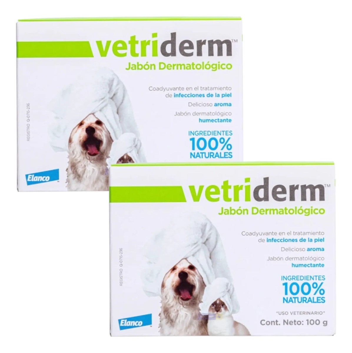2 Pzas Vetriderm Bayer Jabón Dermatológico Blanco